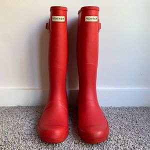 Hunter Wellies Tall Rain Boots, Matte Red